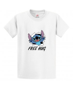 Free Hug Blue Alien Animated Unisex Kids and Adults T-Shirt for Sci-Fi Movie Fans